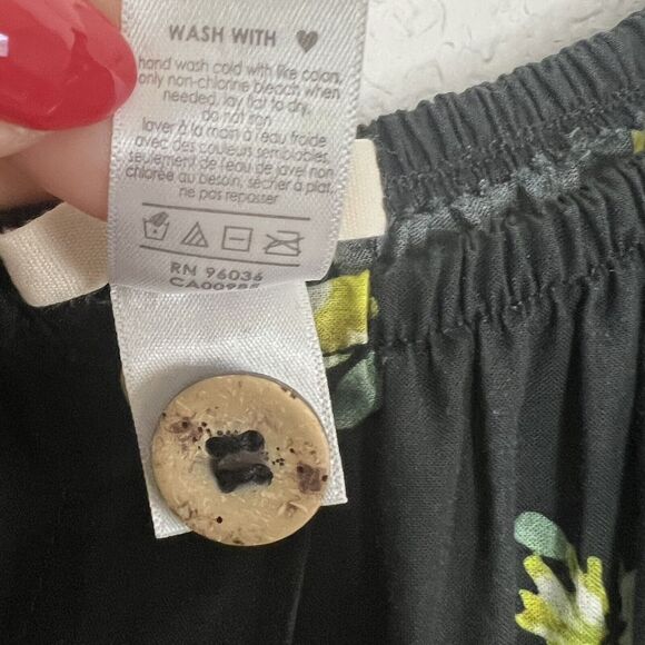 Eberjey Elsie Black Floral Print Mini Dress Off Shoulder Button Up Small j27 - Picture 11 of 13